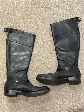 Vintage DSQUARED2 leather asymmetric bias cut button tab equestrian riding boots